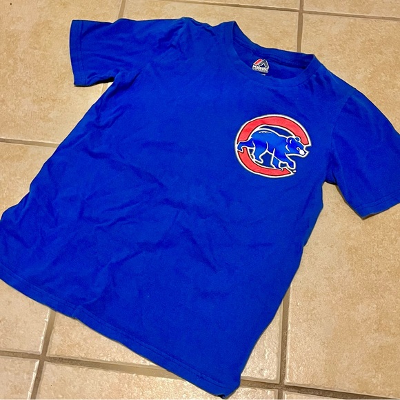 Kids 10/12 RIZZO #44 Chicago Cubs T. Shirt Anthony Rizzo Blue Tee Red Lettering - Picture 2 of 10